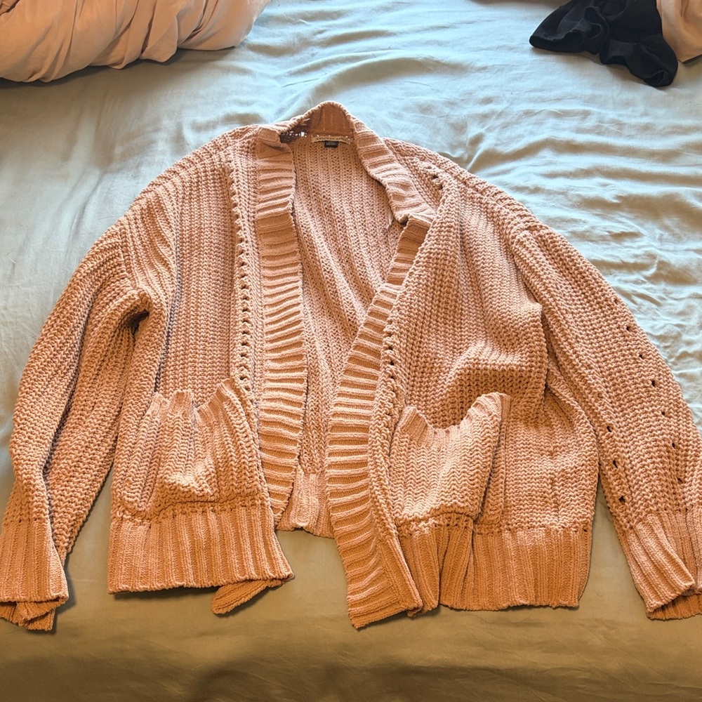Cozy Pink Knit Cardigan Sweater